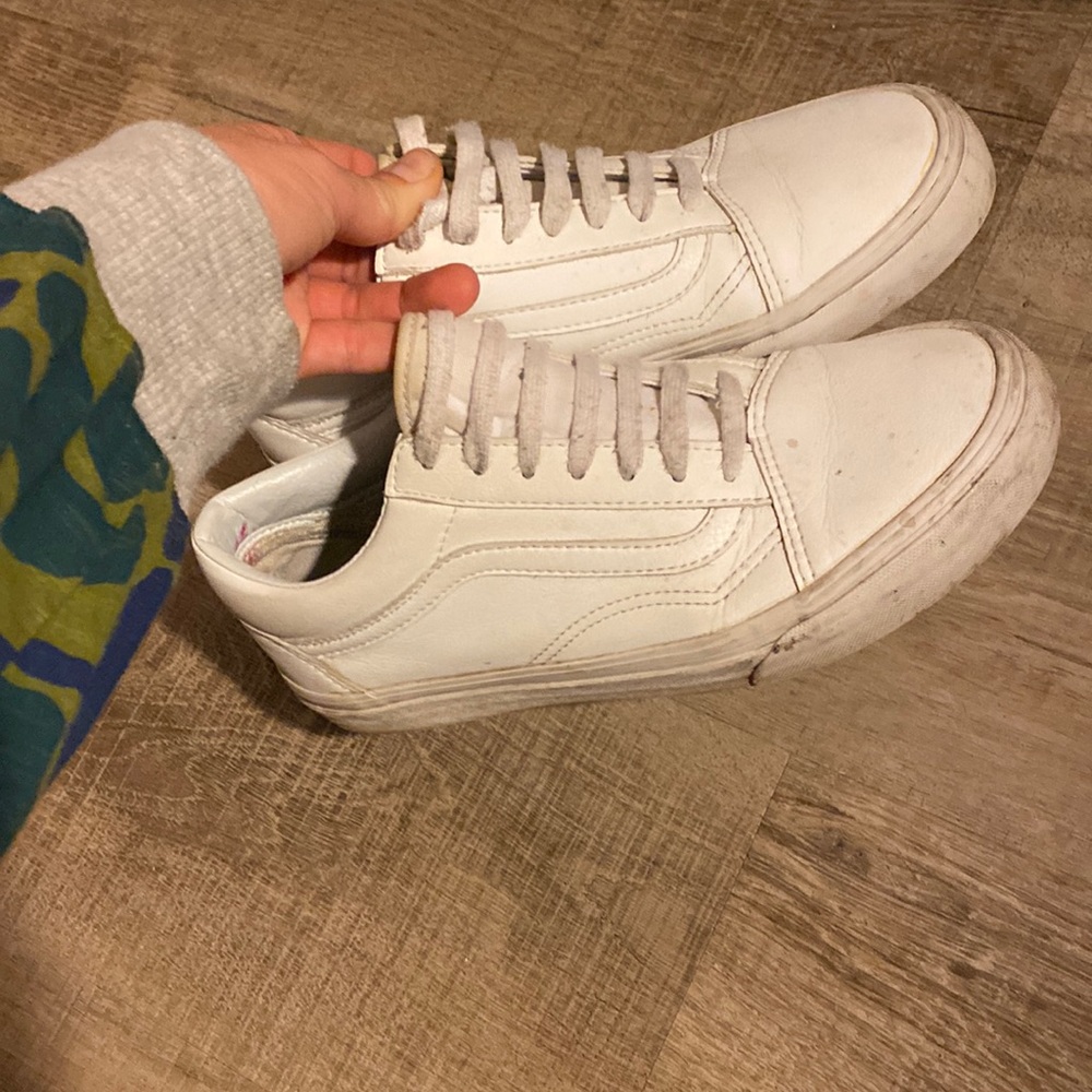 {Vans} leather slip on vans
